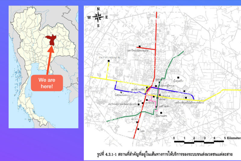 KKTSが計画するコンケン県のLRTの路線図